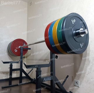 ШТАНГА ОЛИМПИЙСКАЯ 174 КГ БАМПЕРНЫЕ ДИСКИ D51