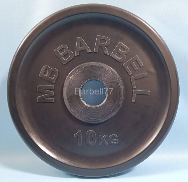 10 кг. Диск обрезиненный, черный, евро-классик d51 mm.